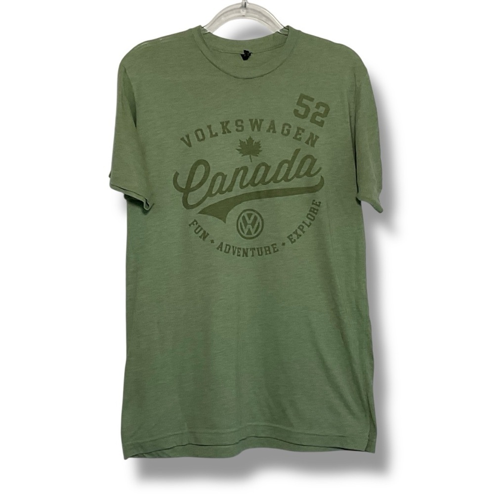 Volkswagen Shirt Mens Green Canada Logo Short Sleeve Tee T Size Medium